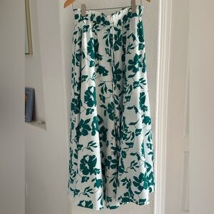 Floral Maxi Wide Leg pants in Green and White